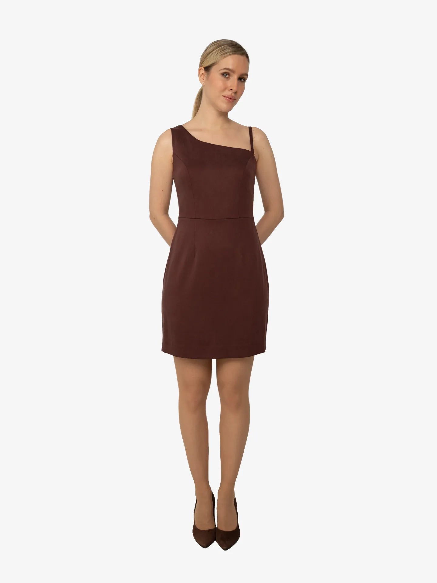 Sukienka Asymetryczna Mini Bordowa