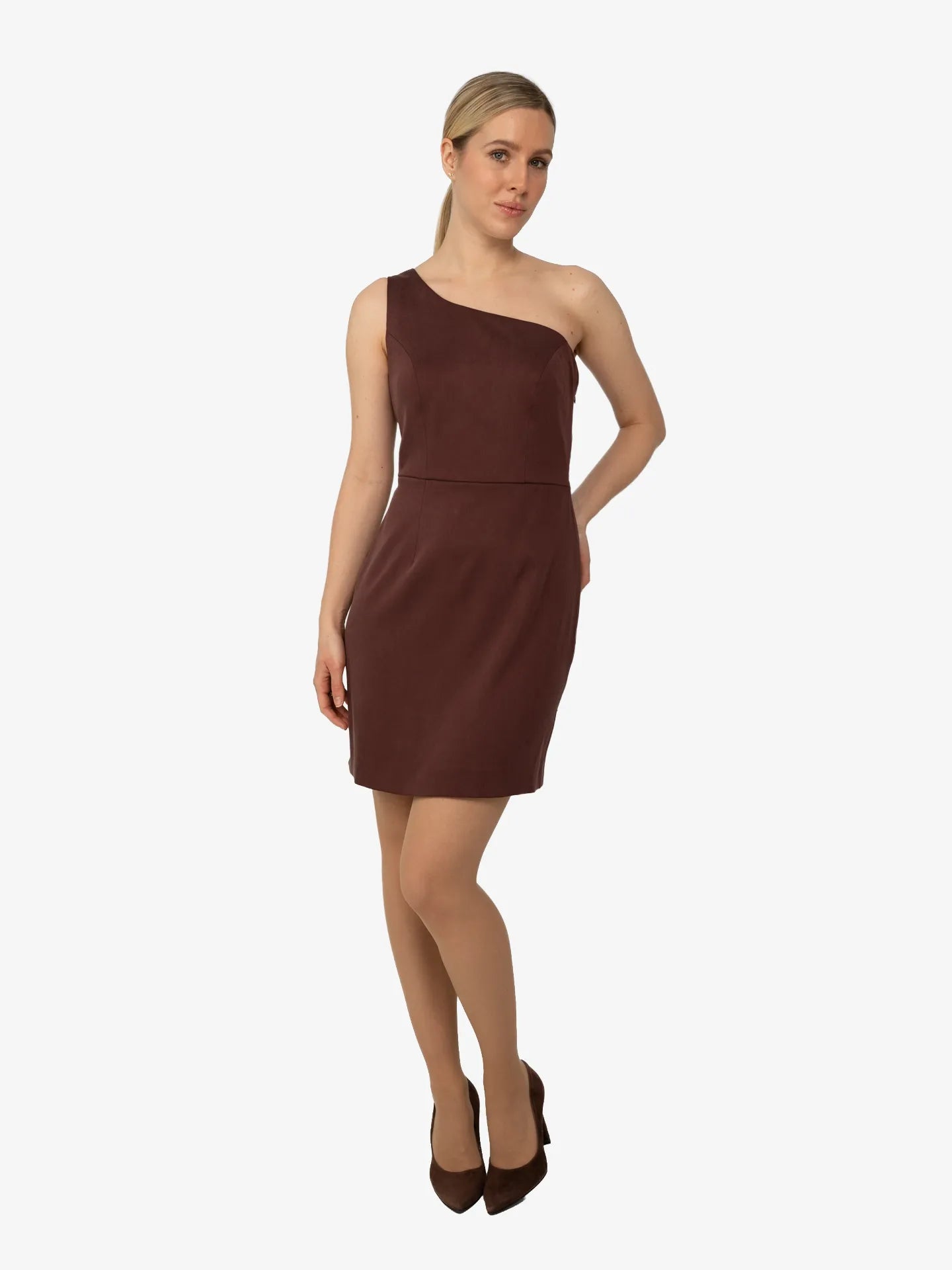 Sukienka Asymetryczna Mini Bordowa