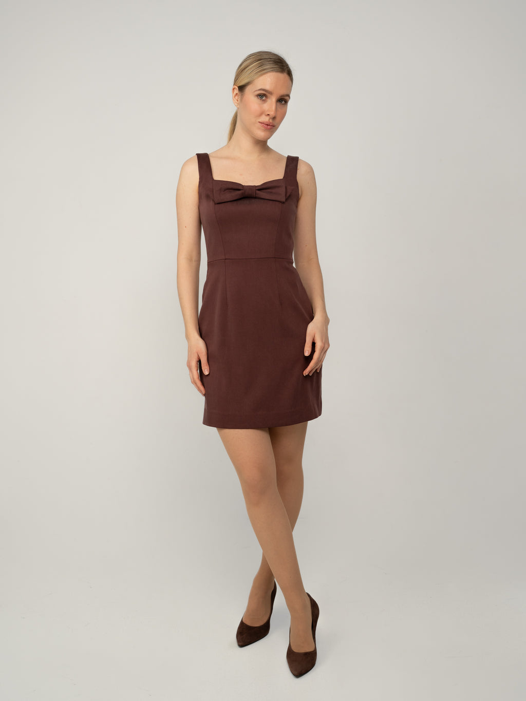 Sukienka Kwadratowy Dekolt Midi