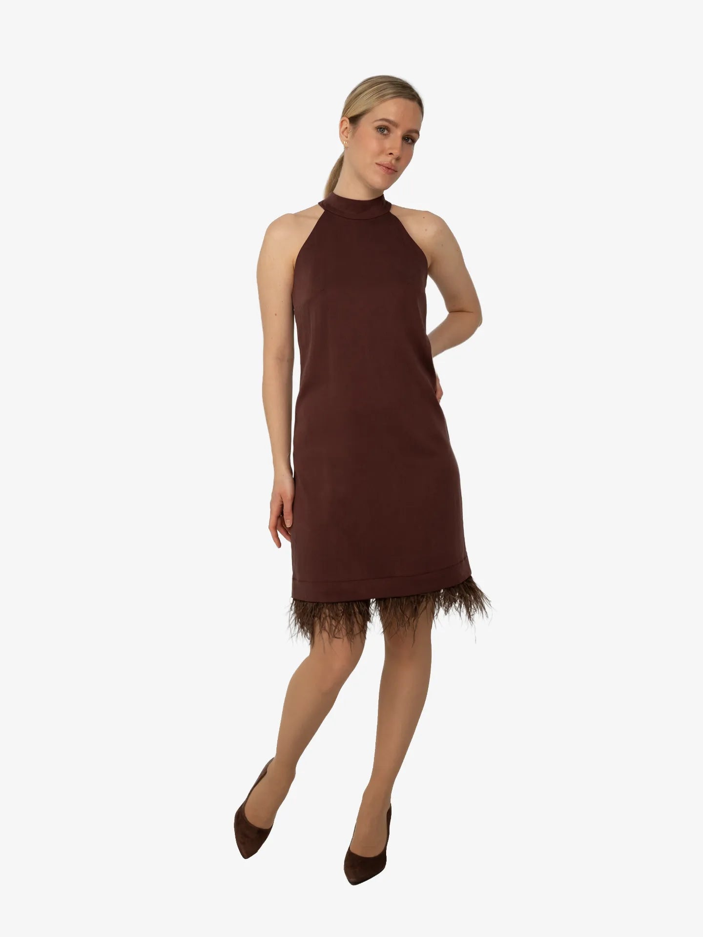 Sukienka Halter Neck Mini Bordowa