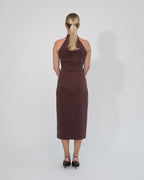 Sukienka Halter neck midi bordowa – tył