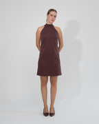 Sukienka Halter neck mini bordowa – przód