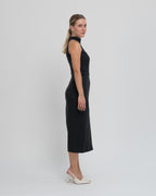 Sukienka Halter neck midi czarna – bok